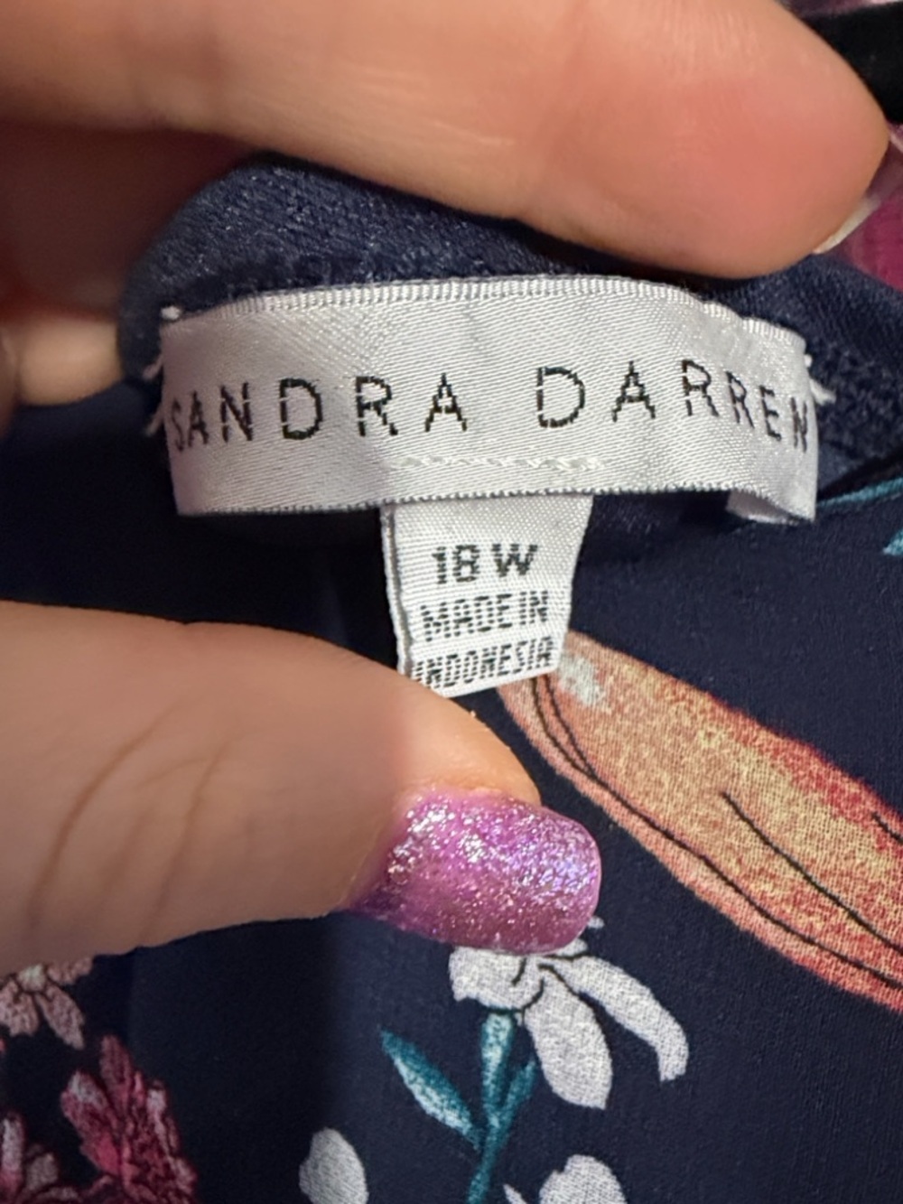 sandra darren Floral Navy Dress size 18w - Picture 5 of 6